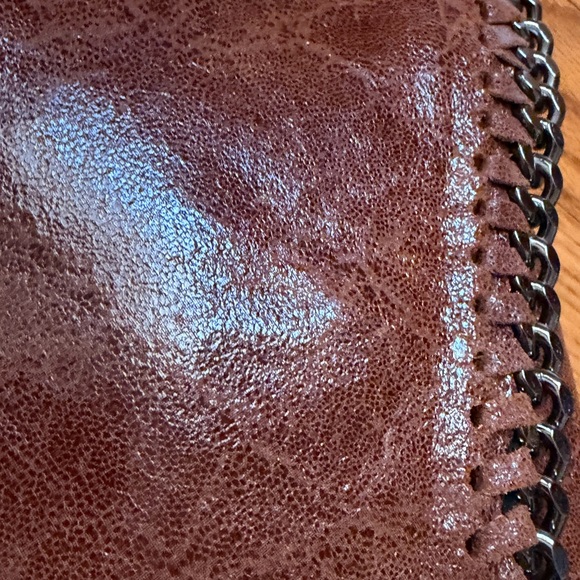 Italian Brown Leather Crossbody Bag/Clutch with Chains - Picture 4 of 9